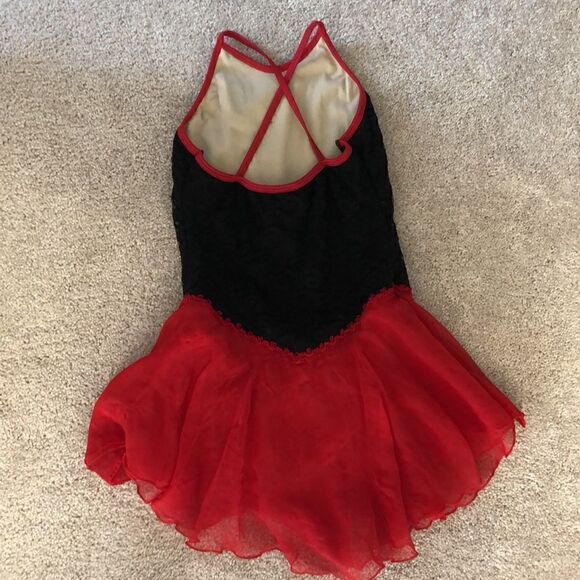 Women’s XS Black & Red Spanish practice ice skating dress kid’s 12/14 - Picture 6 of 10